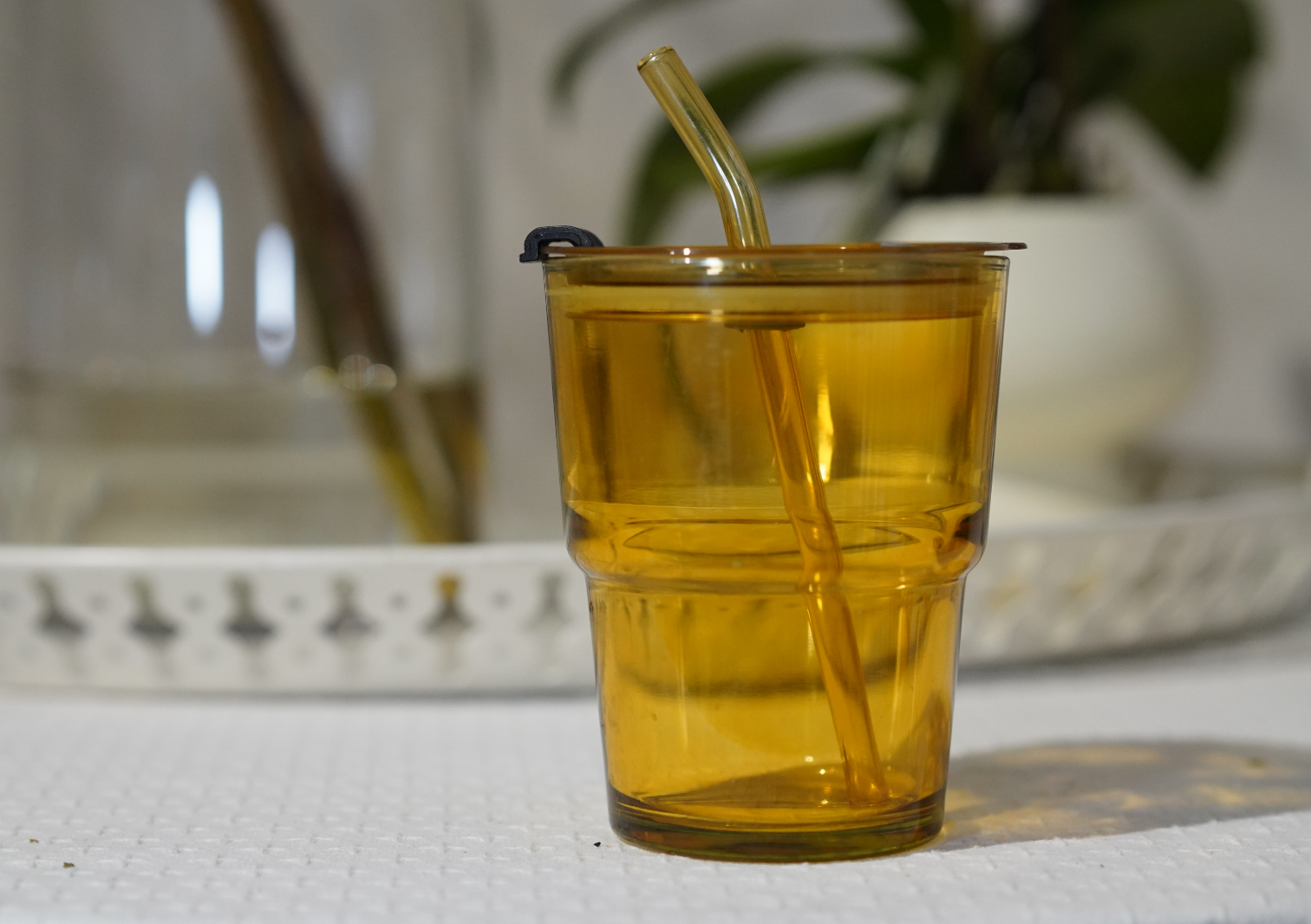 Glas-Tumbler mit Lederhülle · Handgefertigt - Ansicht 3