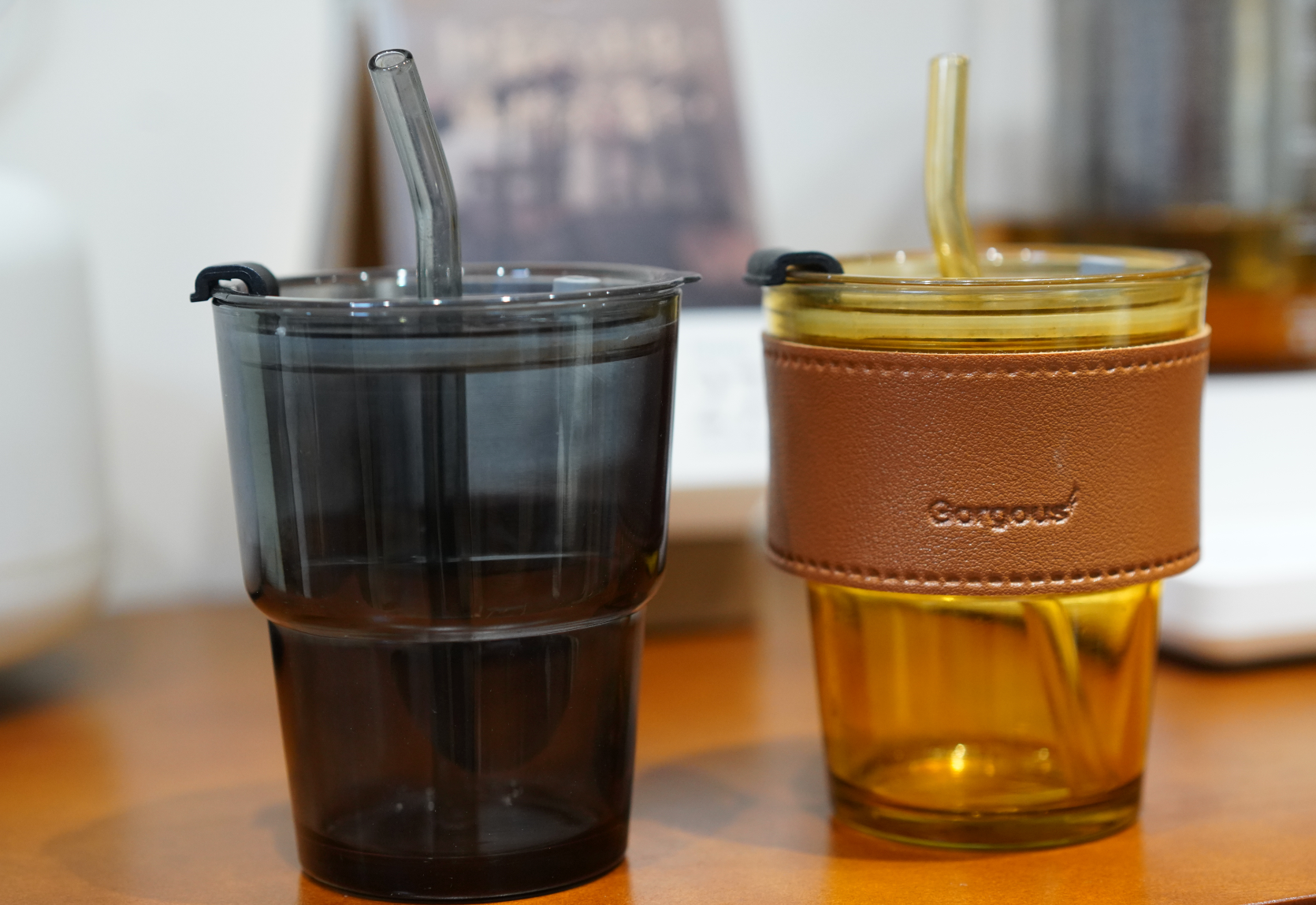 Glas-Tumbler mit Lederhülle · Handgefertigt - Ansicht 6